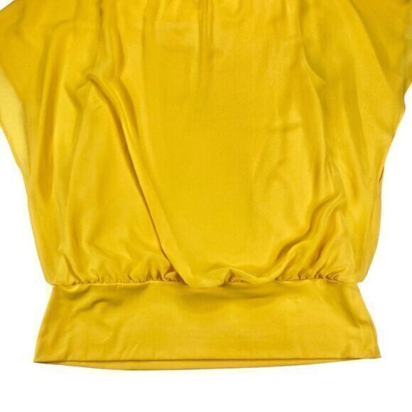 JM Collection Top Womens Sz Large Yellow Flutter-Sleeve Career Scoop Neck Blouse - Picture 11 of 16